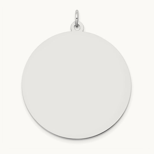 Round Disc Charm, 14K White Gold