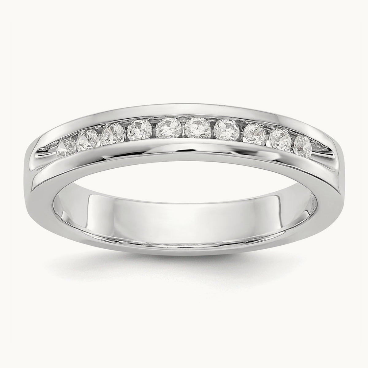 10-Stone Diamond Channel Band, 14K White Gold