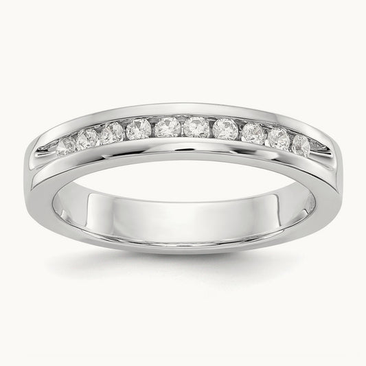 10-Stone Diamond Channel Band, 14K White Gold