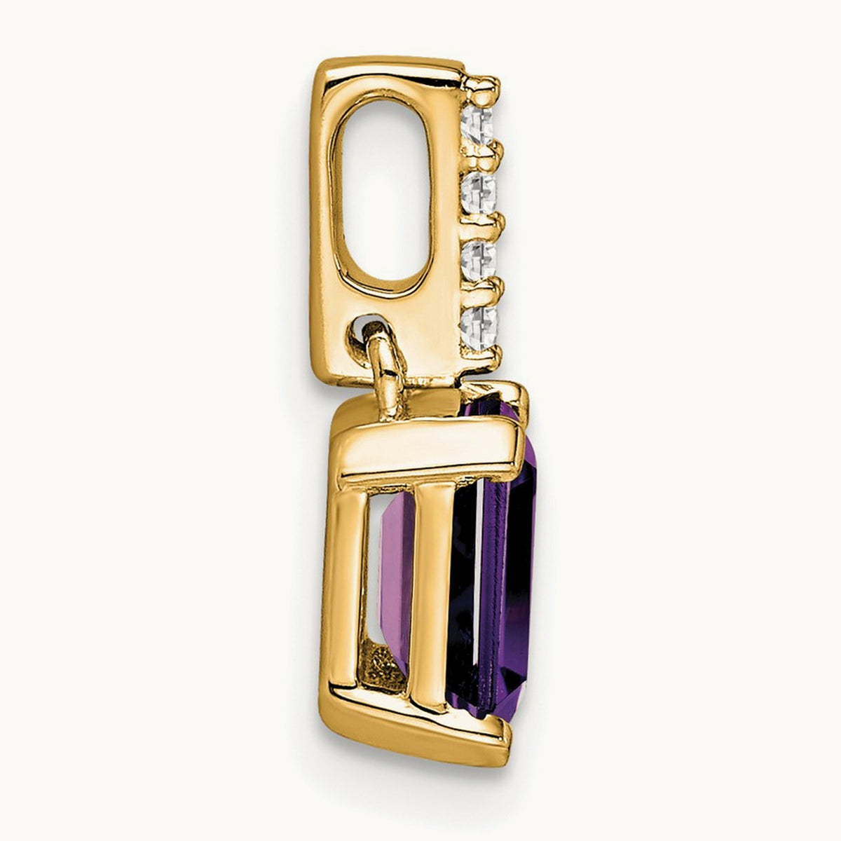 Amethyst and Diamond Pendant — 14K Yellow Gold