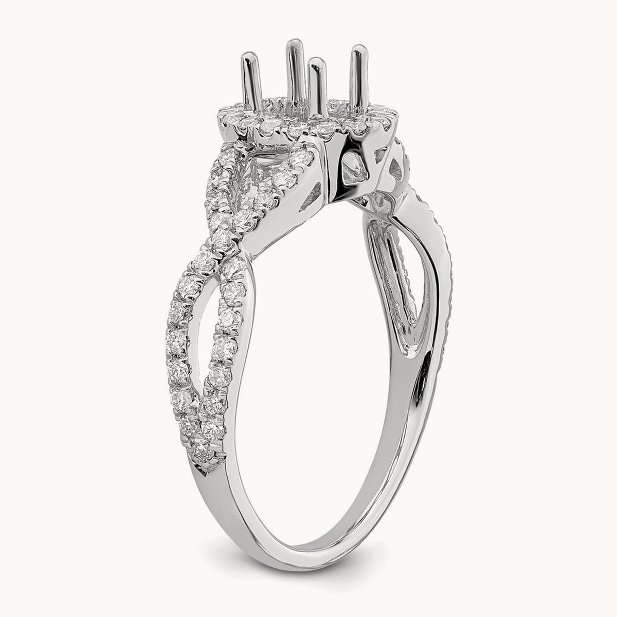 Oval Semi-Mount Halo Engagement Ring, 0.50 ct tw