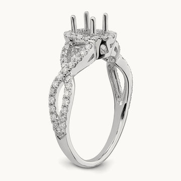 Oval Semi-Mount Halo Engagement Ring, 0.50 ct tw