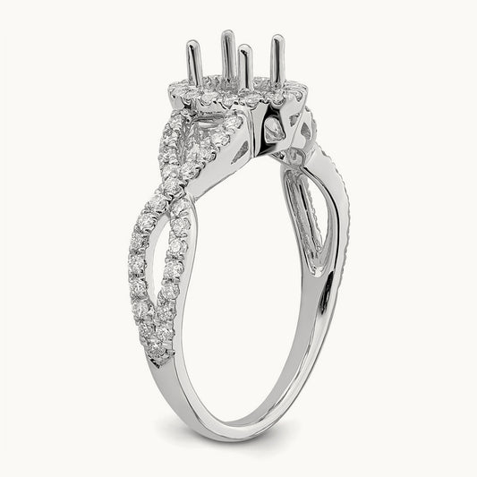 Oval Semi-Mount Halo Engagement Ring, 0.50 ct tw