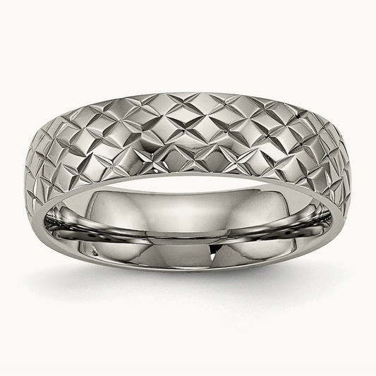 Polished and Textured Band, 6mm, Titanium