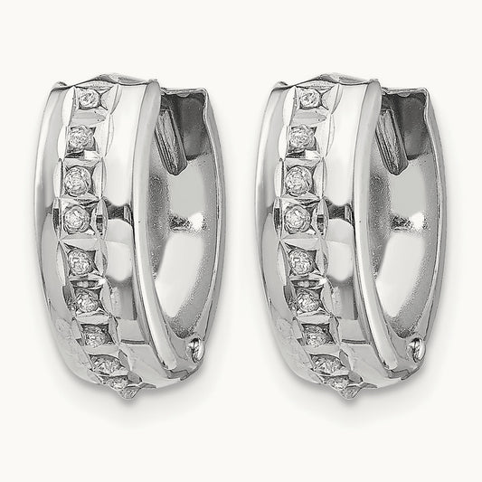 WG Dia. Fascination Dia. Dust/Accent Hinged Hoop Earrings, 14K