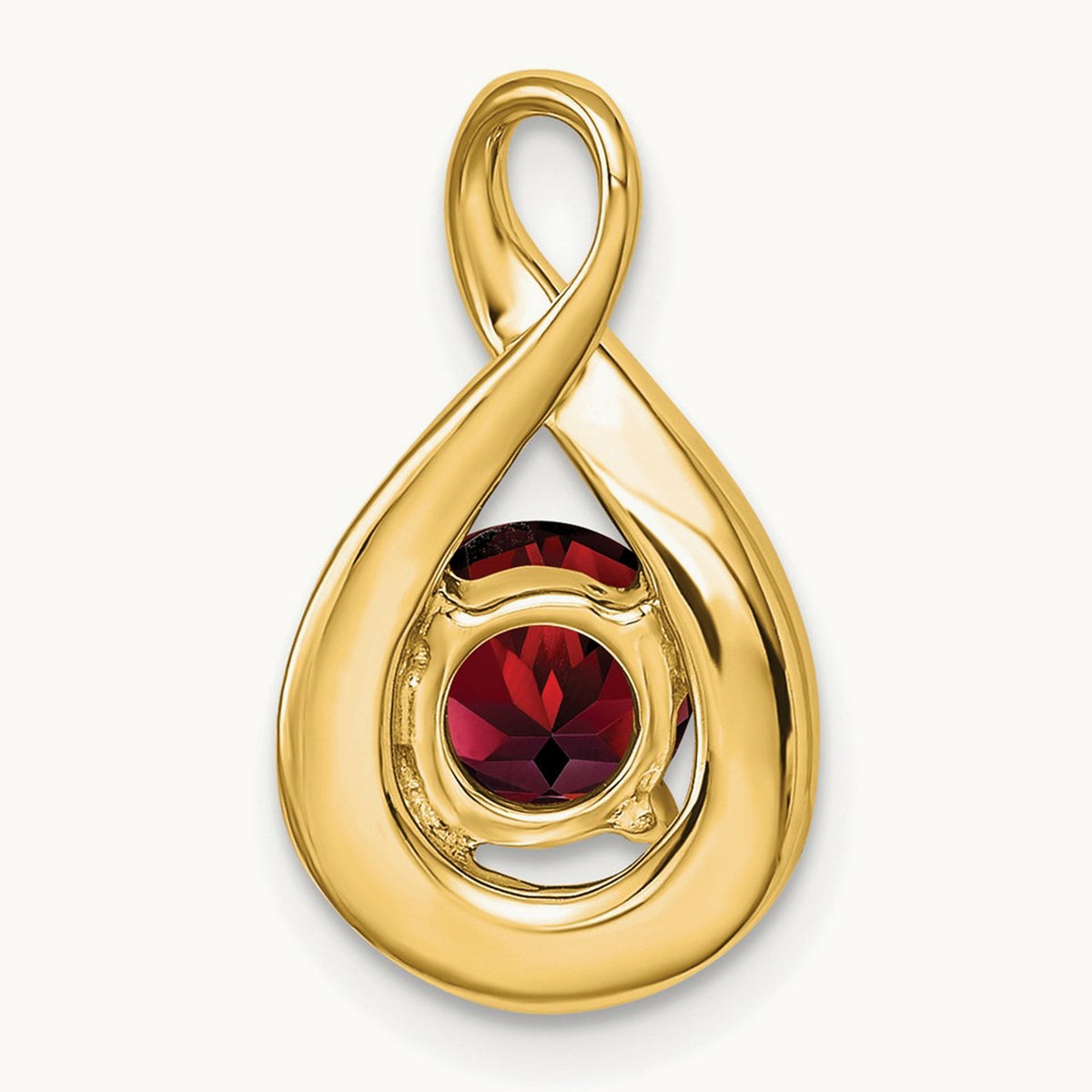 Garnet and Diamond Pendant — 14K Yellow Gold
