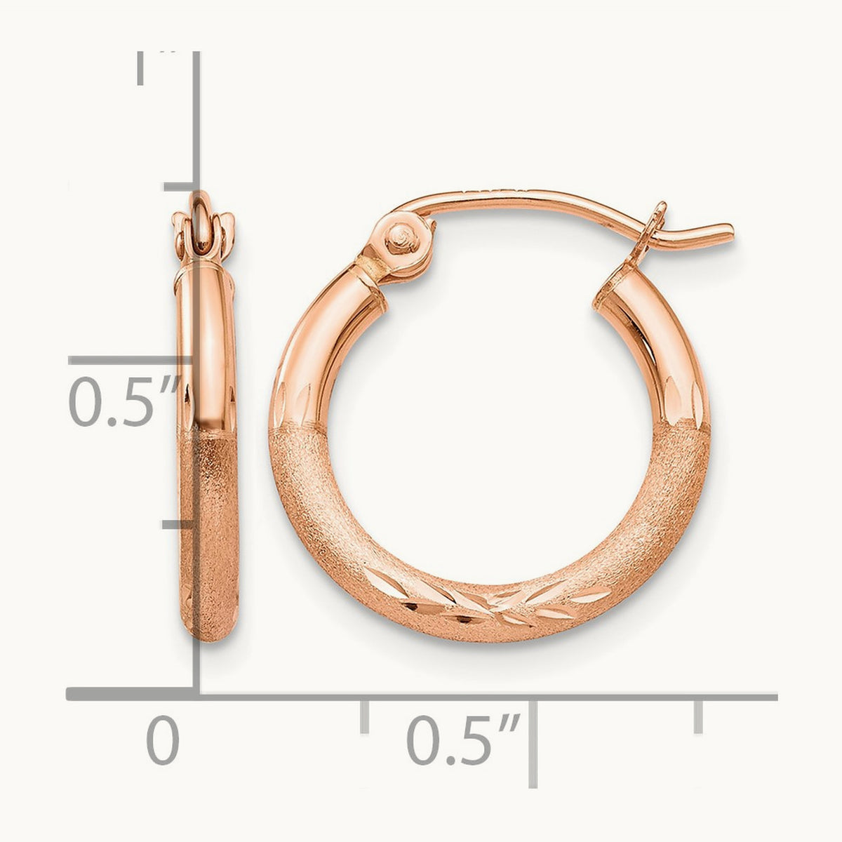 Lightweight Satin Diamond Cut Hoop Earrings — 15mm