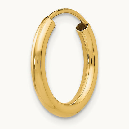 Single 14k Polished Round Endless Hoop Earring, 2mm