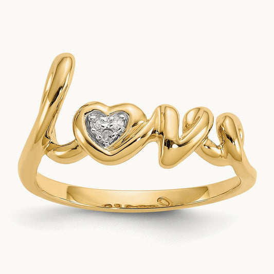 Diamond LOVE Ring, 14K