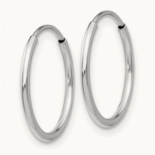 Polished Endless Tube Hoop Earrings, 1.20mm, 14K White Gold