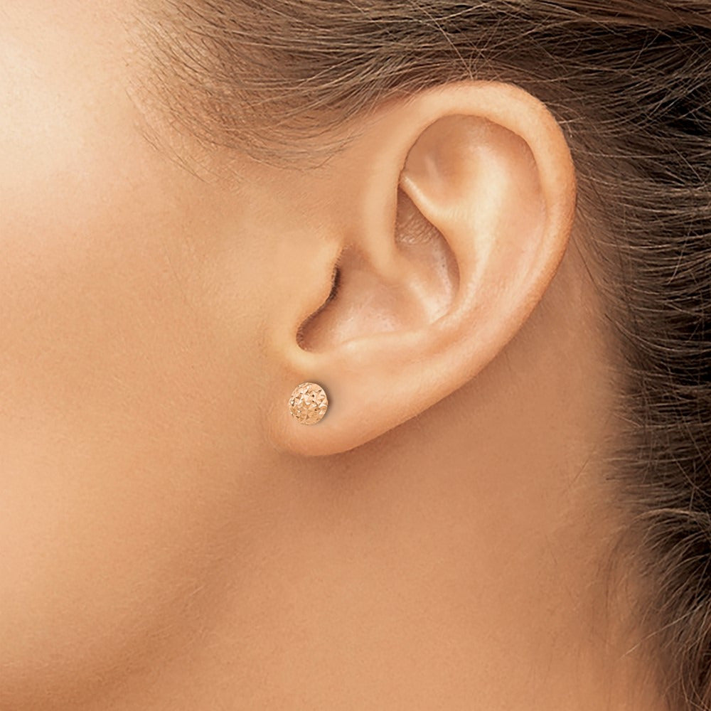 Circle Puff Post Earrings — 14K Rose Gold, 6mm
