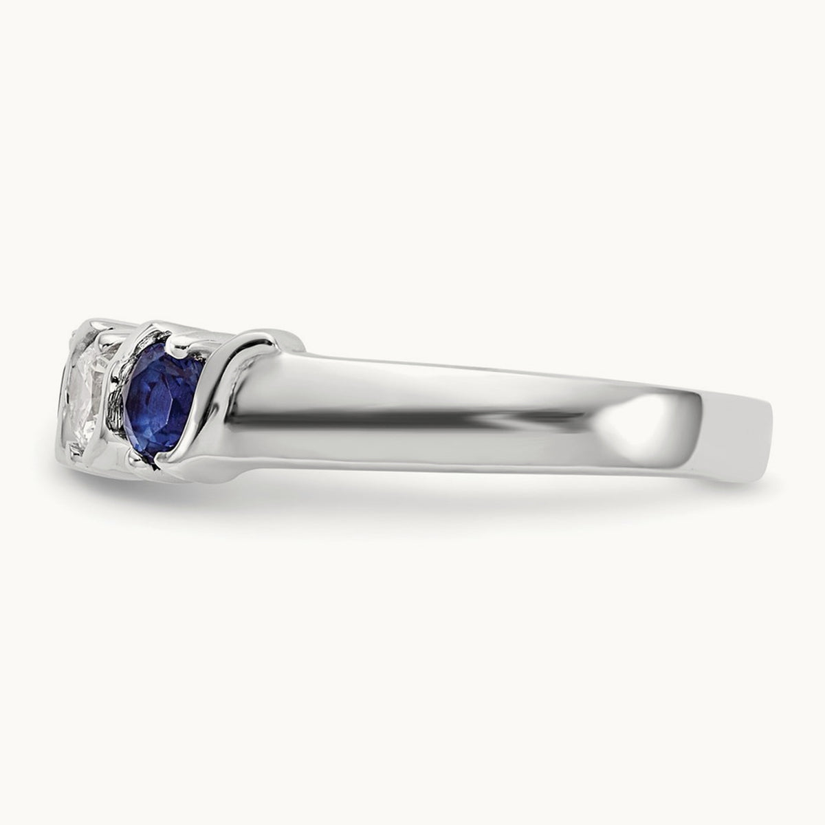 Diamond with Sapphire Band — 14K White Gold, 0.394 ct, 7