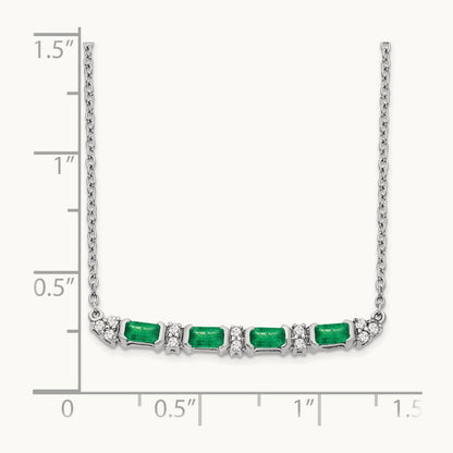 Emerald and Diamond 18in. Bar Necklace, 14K White Gold