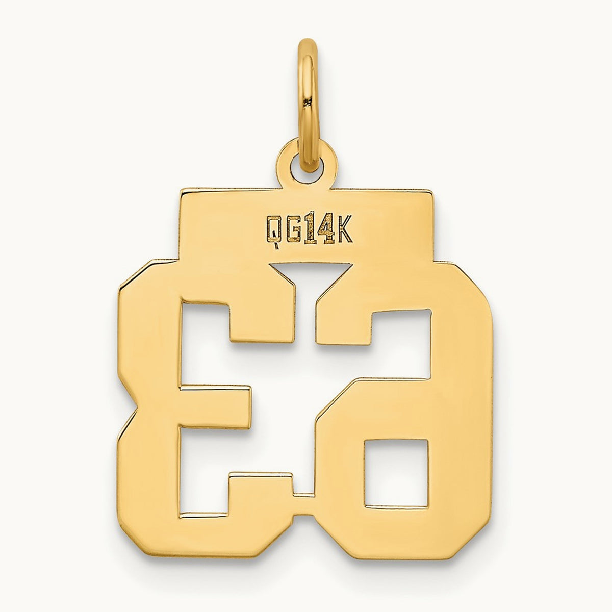 Small Polished Number 63 Charm, 14K