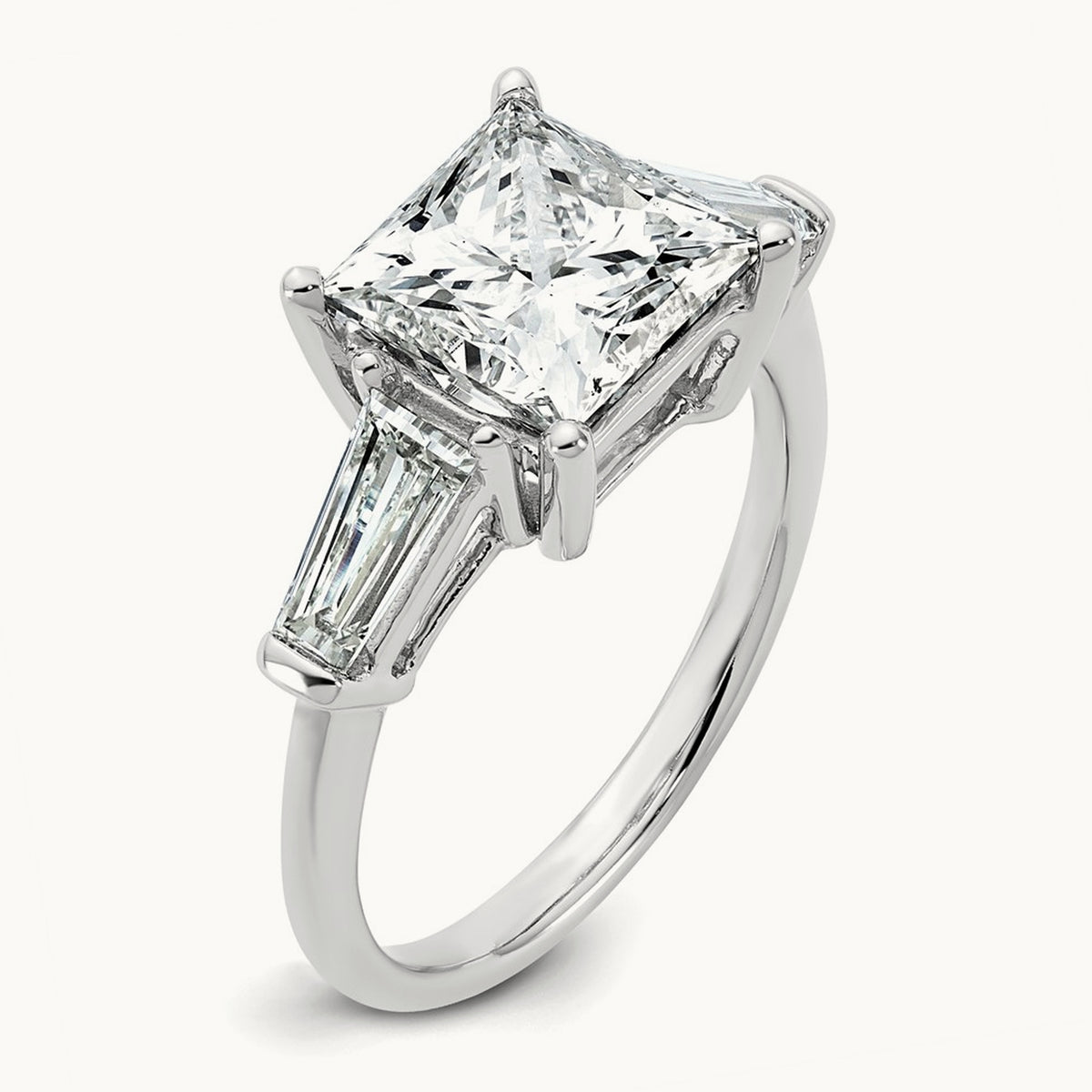 Princess & Baguette Engagement Ring, 1.50-3.75 ct tw Lab-Grown Diamond — 3 3/4 ct, 14K White Gold