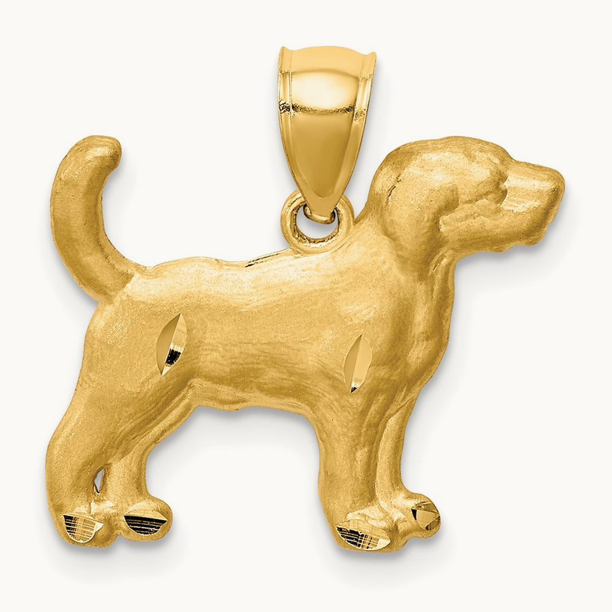 Diamond-cut Beagle Pendant, 14K