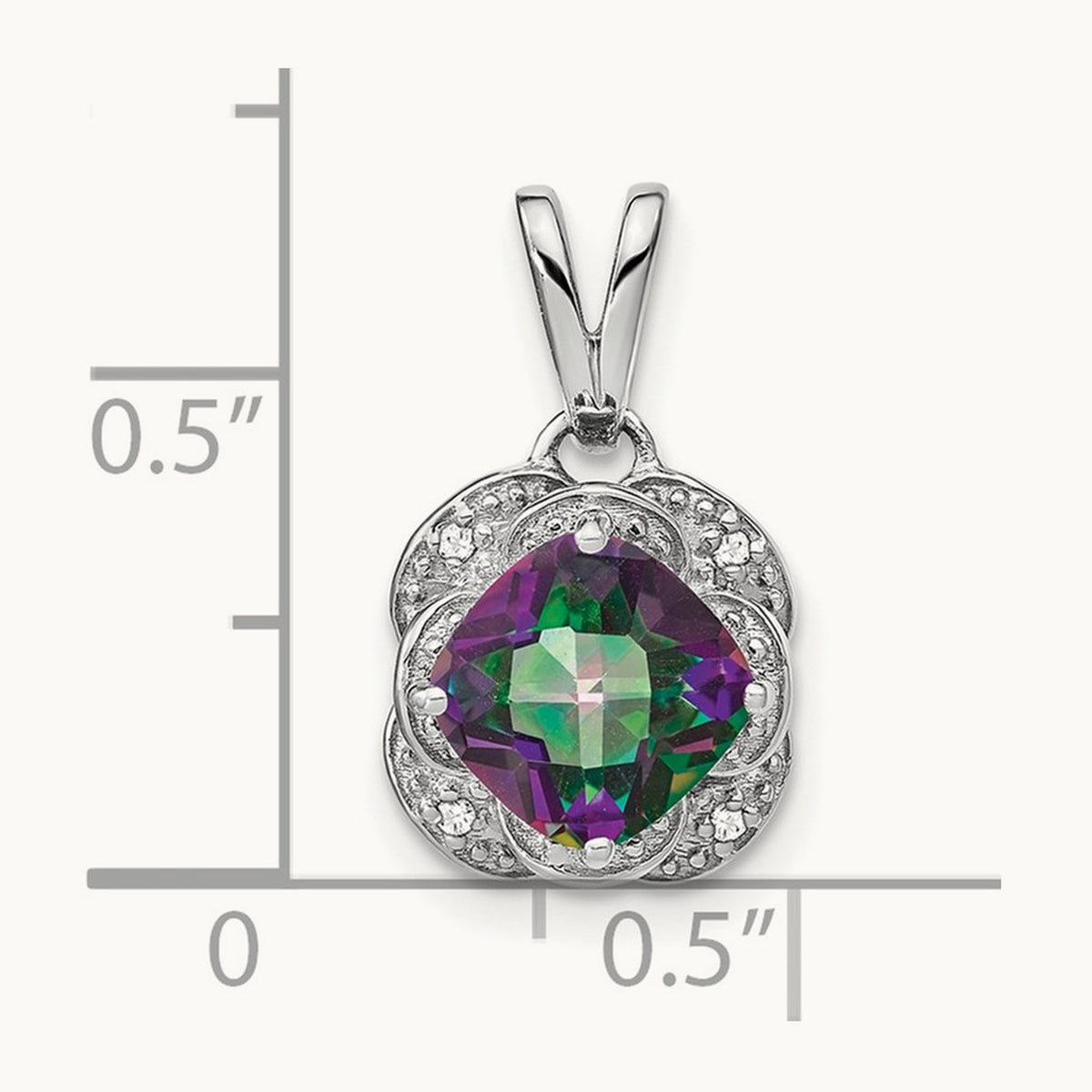 Cushion Mystic Fire Topaz and Diamond Pendant — photo set