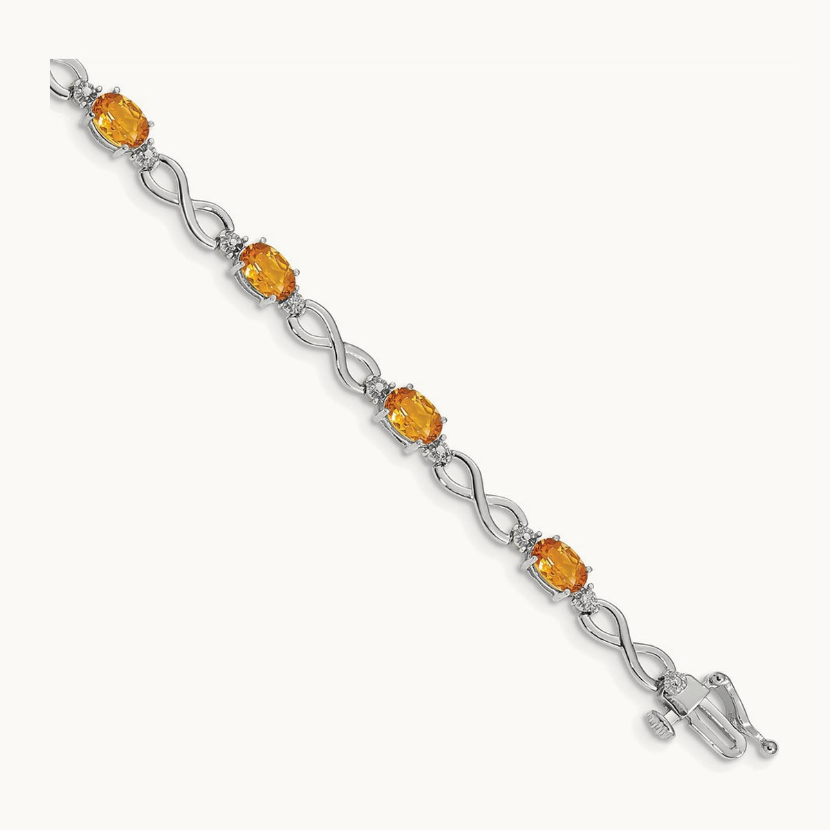 Citrine Diamond Infinity Bracelet — 14K White Gold