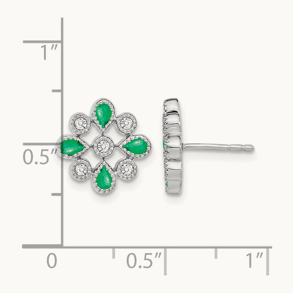 Emerald and Diamond Post Earrings — photo set