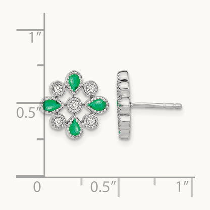 Emerald and Diamond Post Earrings — photo set
