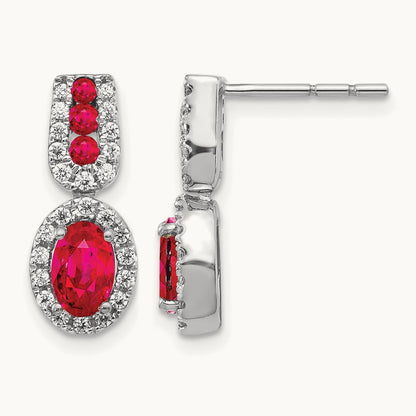 Diamond and Ruby Earrings, 14K White Gold