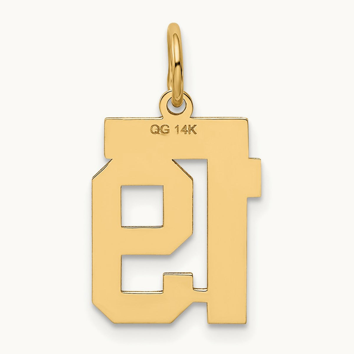 Small Polished Number 19 Charm, 14K