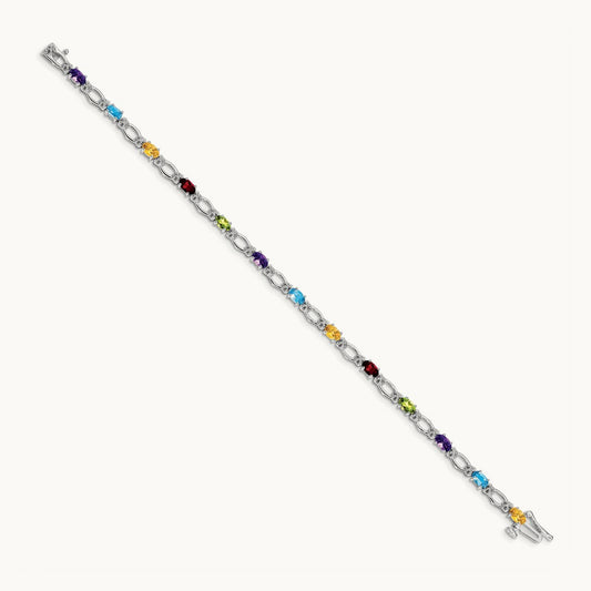 Diamond and Rainbow Bracelet, 14K White Gold