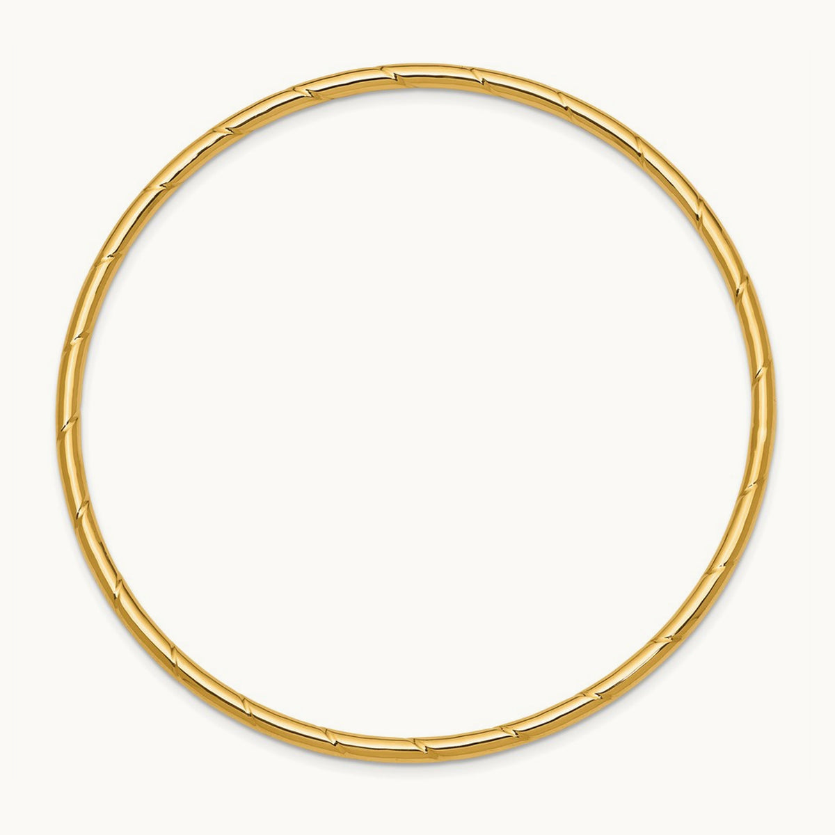 Grooved Slip-on Bangle — 14K Yellow Gold