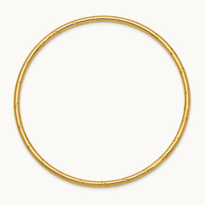 Grooved Slip-on Bangle — 14K Yellow Gold