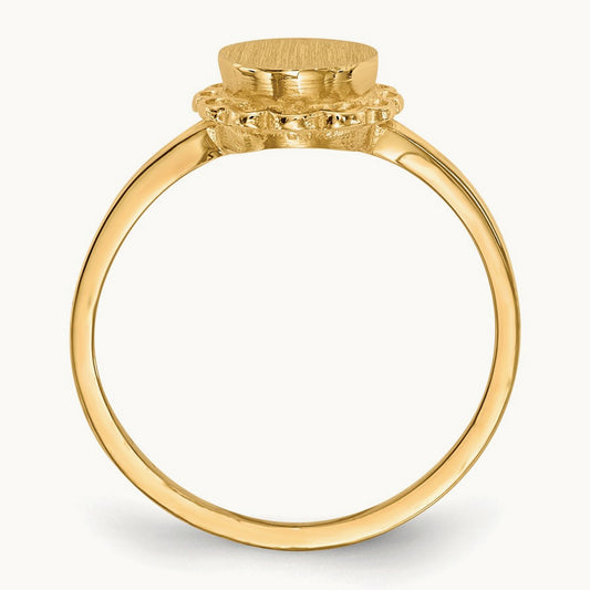 6.5x7. Open Back Signet Ring, 0mm, 14K