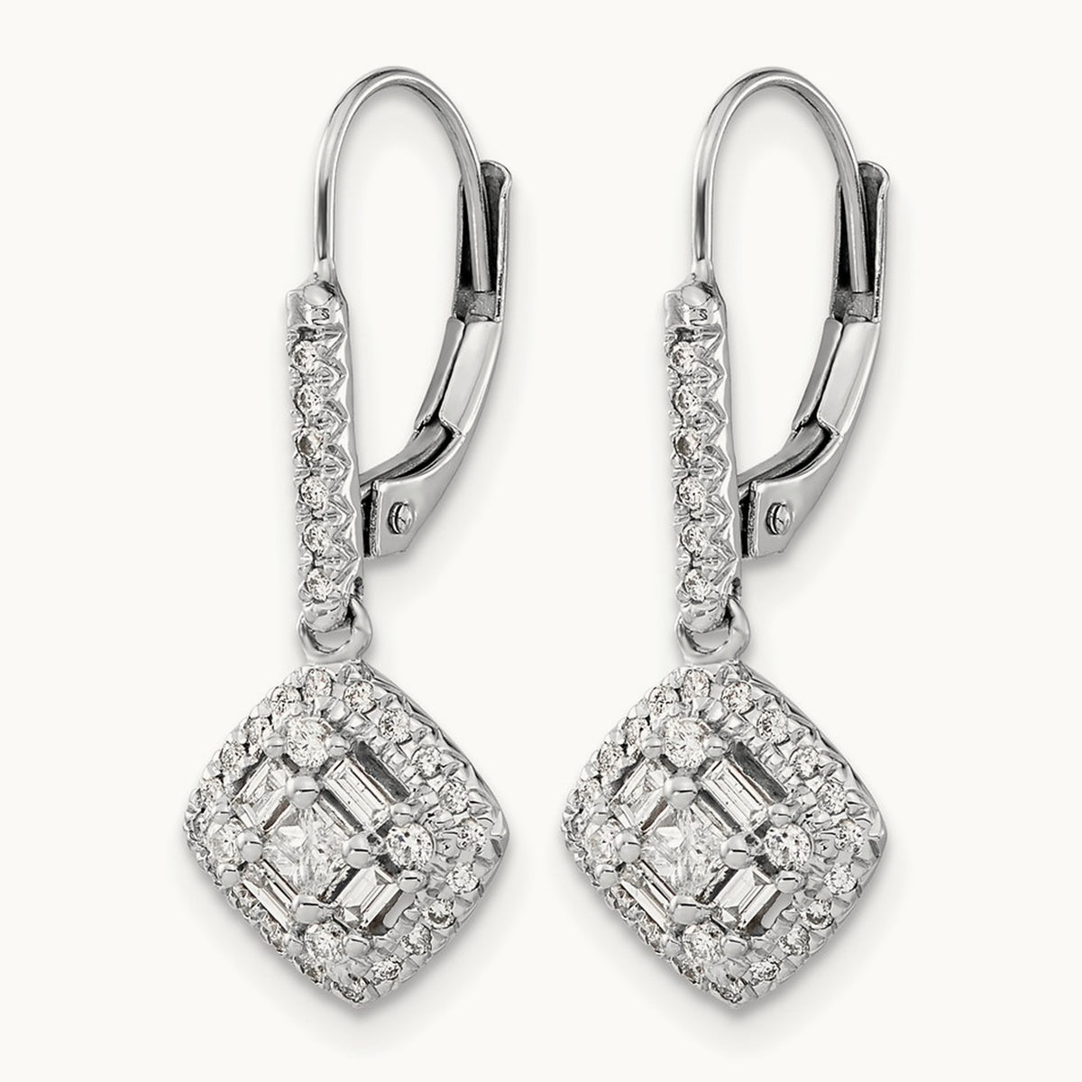 Diamond Leverback Earrings — photo set
