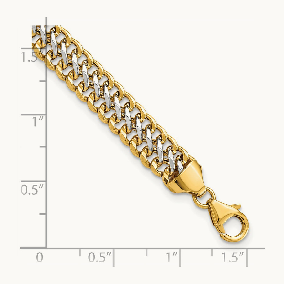 & White Rhodium Polished Fancy Link Bracelet, 14K