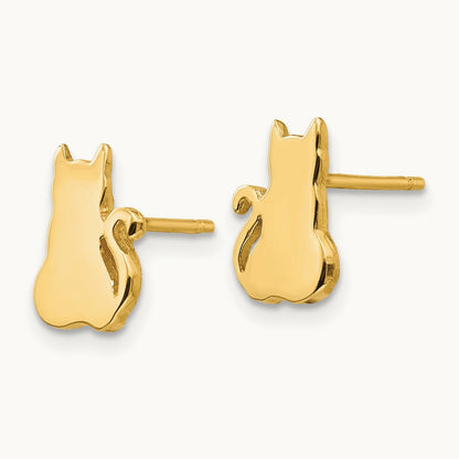 Cat Earrings, 14K