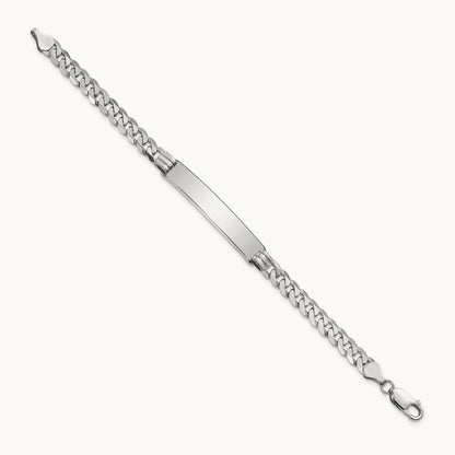 WG Flat Curb Link ID Bracelet, 14K