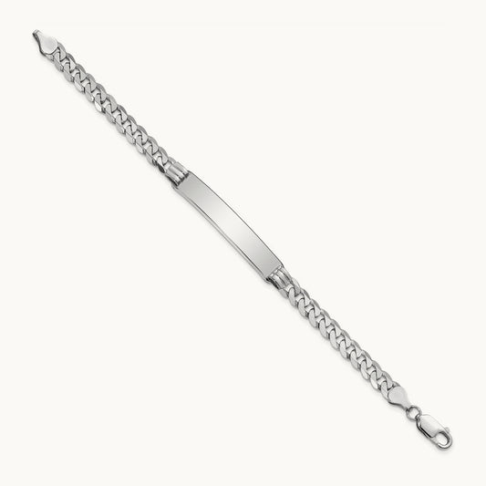 WG Flat Curb Link ID Bracelet, 14K