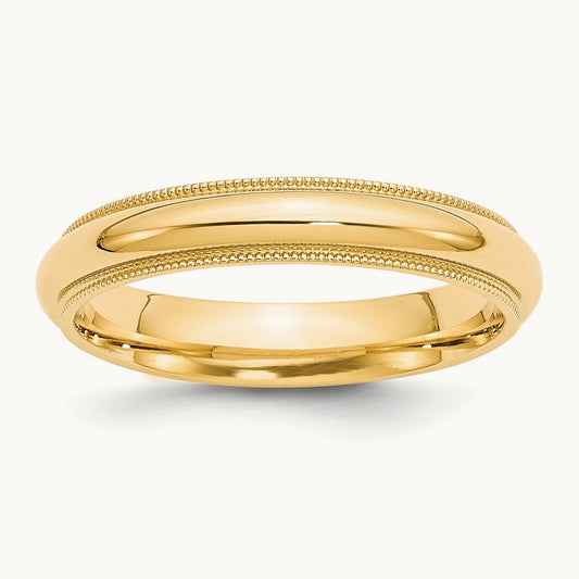 Milgrain Comfort Fit Band, 4mm, 10K Yellow Gold