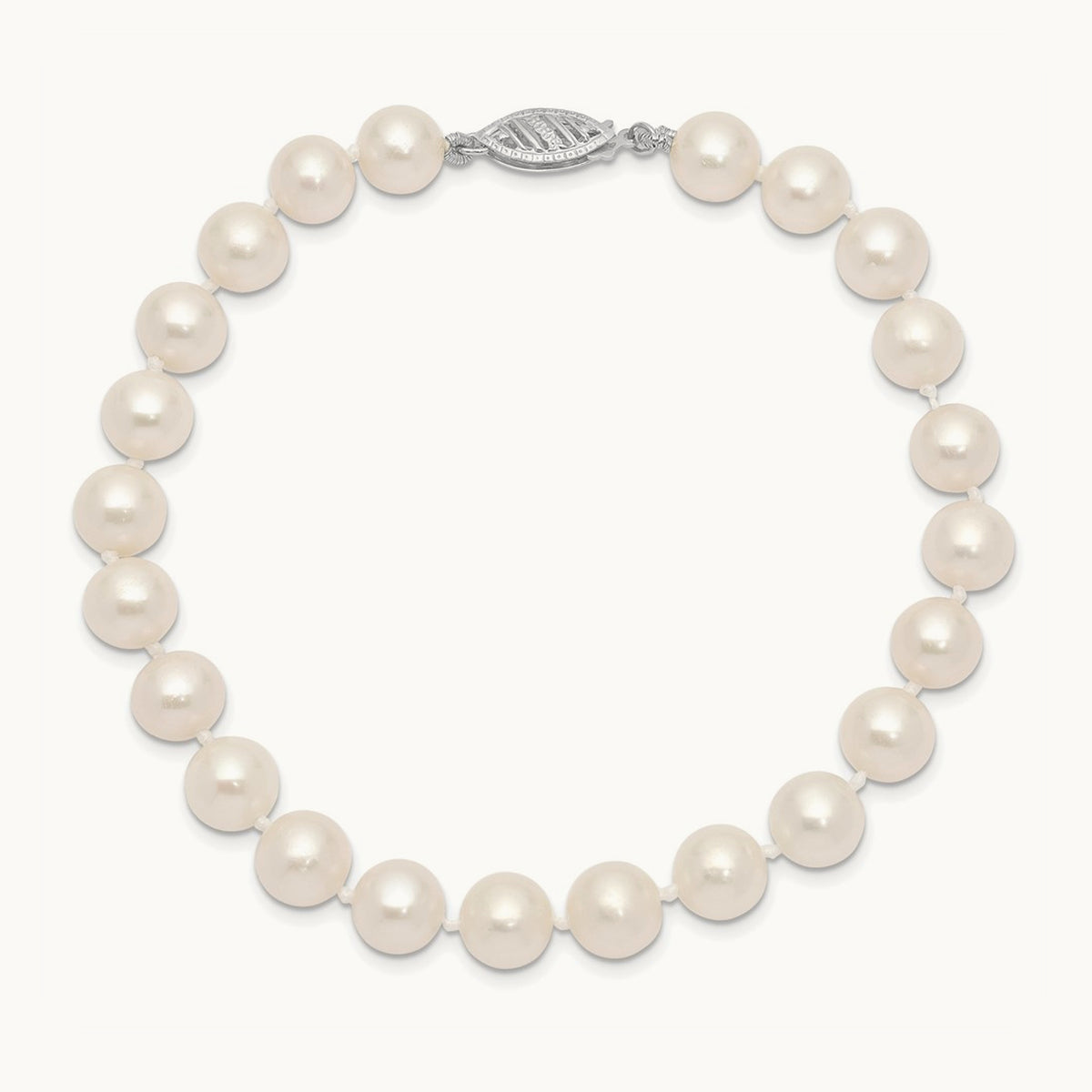 WG 7- White Freshwater Cultured Pearl 8.25in Bracelet, 8mm, 14K
