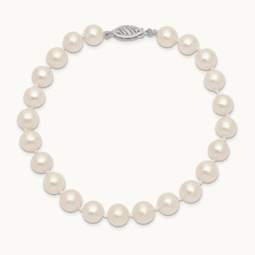 WG 7- White Freshwater Cultured Pearl 8.25in Bracelet, 8mm, 14K
