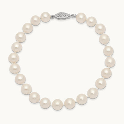 WG 7- White Freshwater Cultured Pearl 8.25in Bracelet, 8mm, 14K