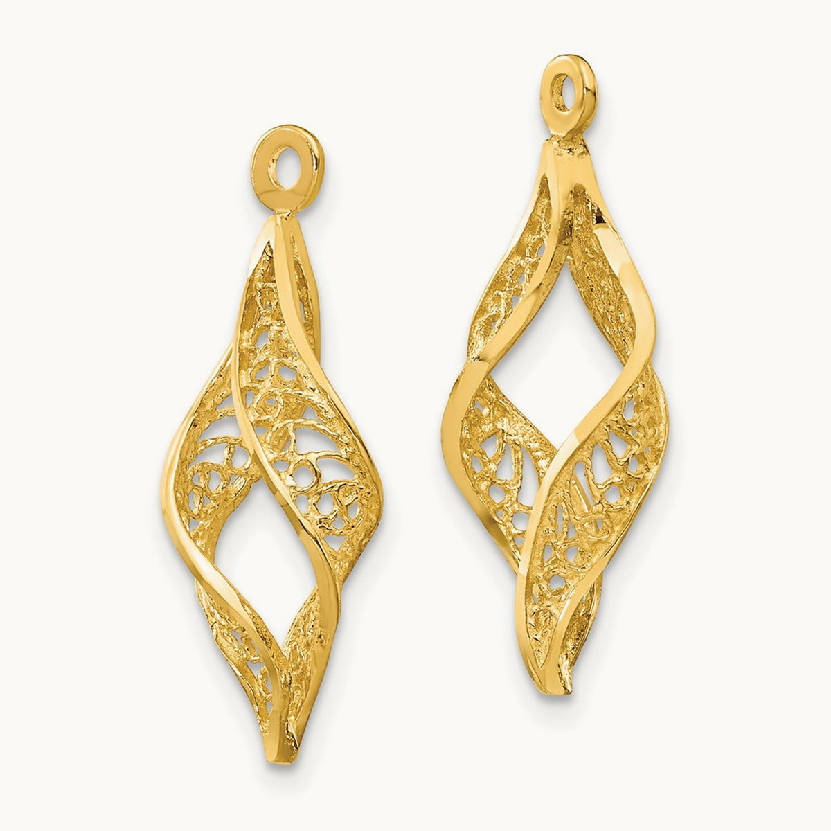Polished Filigree Swirl Earring Jackets, 14K