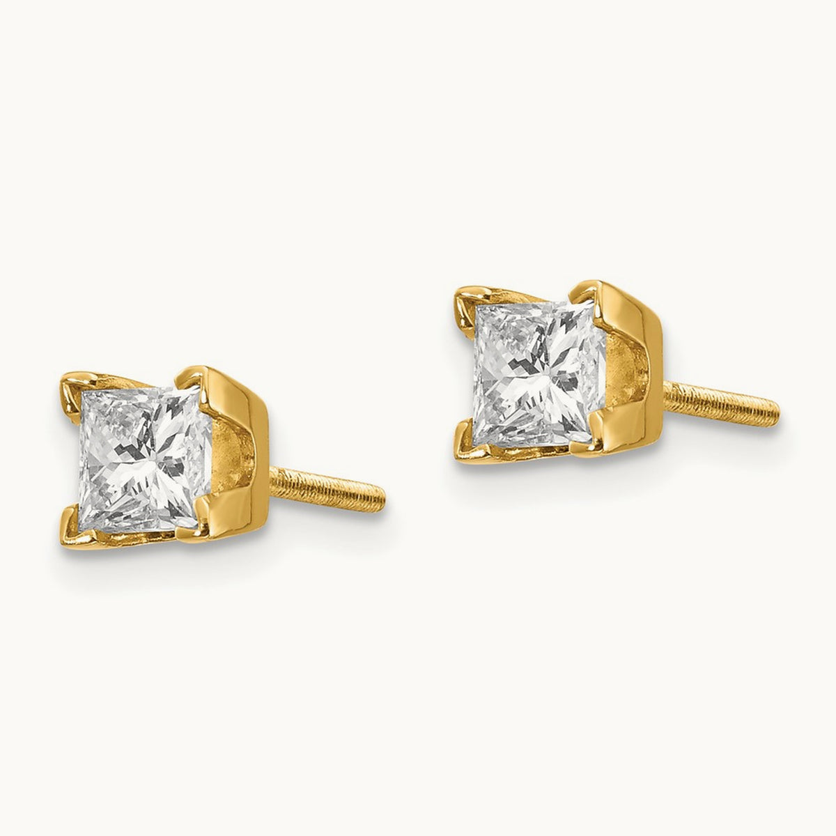 AAA Quality Complete Princess-cut Diamond Earrings, 14K