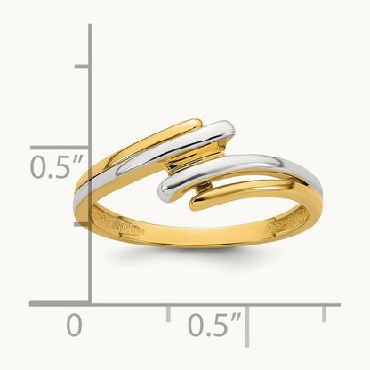 w/ White Rhodium Polished Bypass Ring, 14K