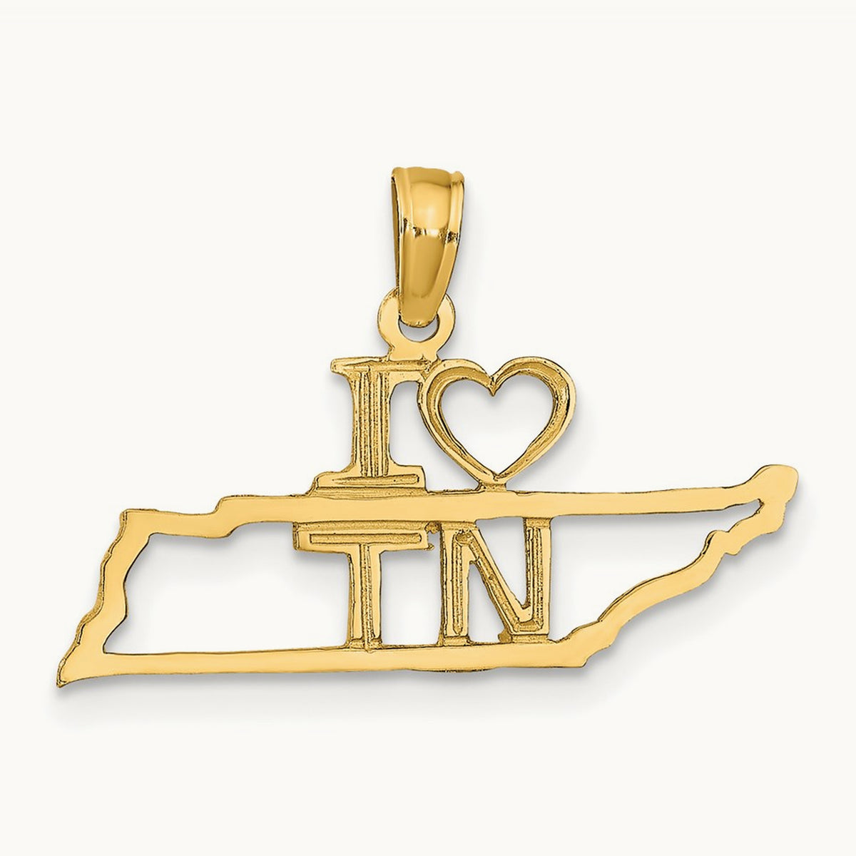Solid Tennessee State Pendant, 14K