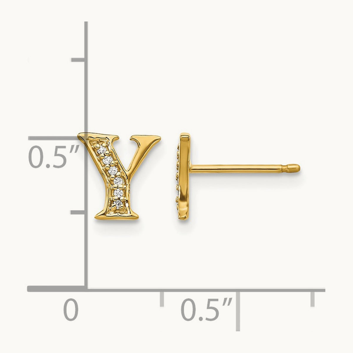 Diamond Initial Y Earrings, 14K