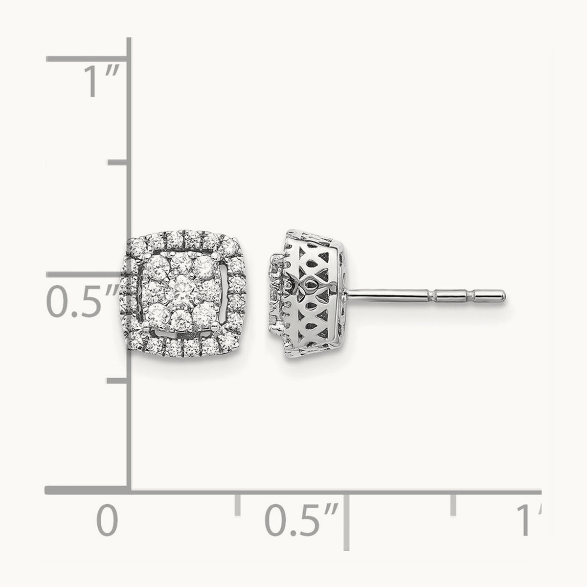 Double Halo Post Earrings, 0.50 ct tw Lab-Grown Diamond