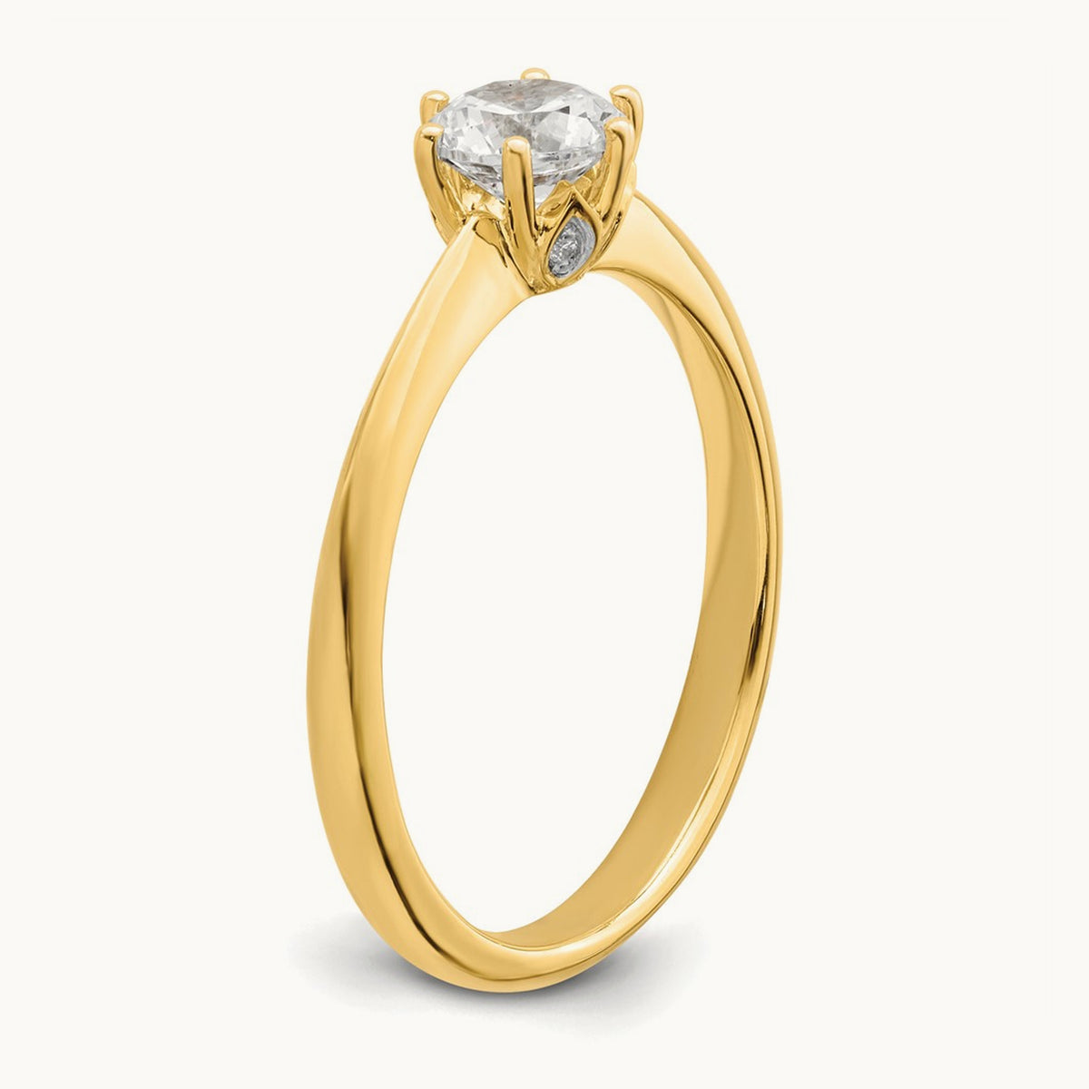 Polish 1/2ct Round Leaf Design Semi-Mount Dia Ring, 14K