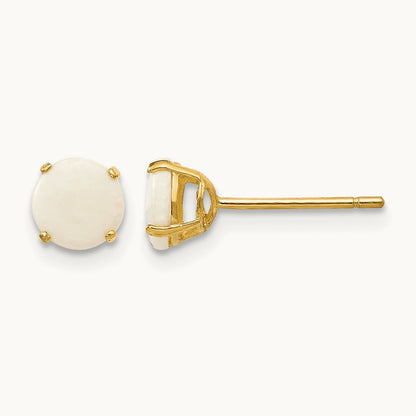 Madi K Round Opal Post Earrings, 5mm, 14K
