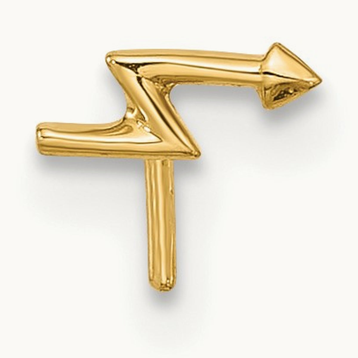22 Gauge Lightning Bolt Nose Stud, 14K