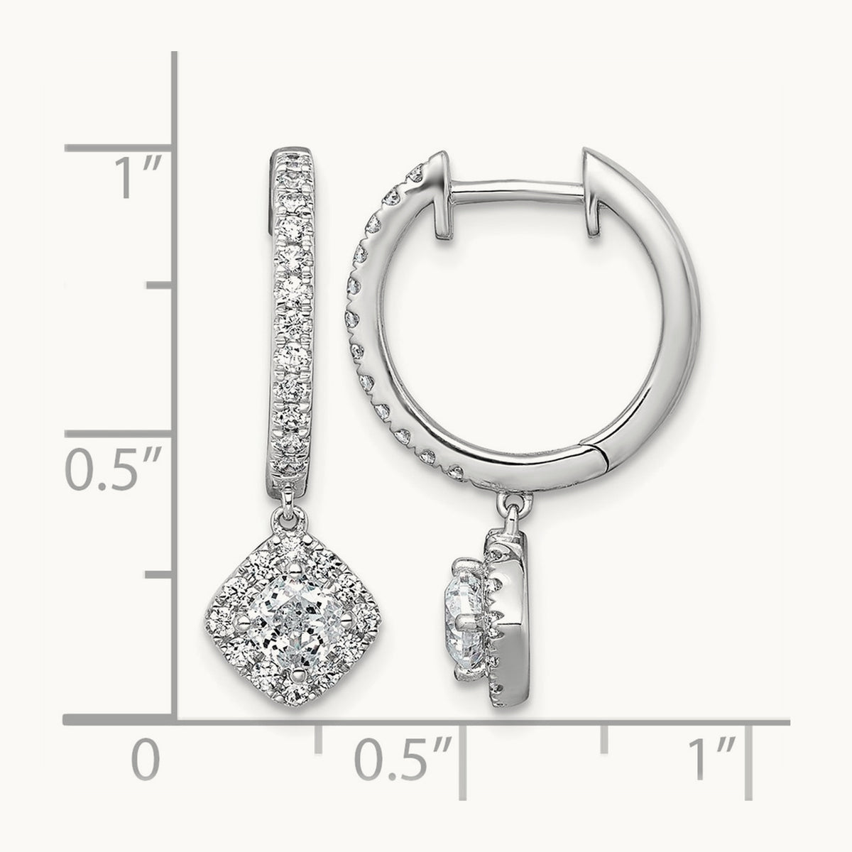 Dangle Hoop Earrings, 1.00 ct tw Lab-Grown Diamond — 14K White Gold