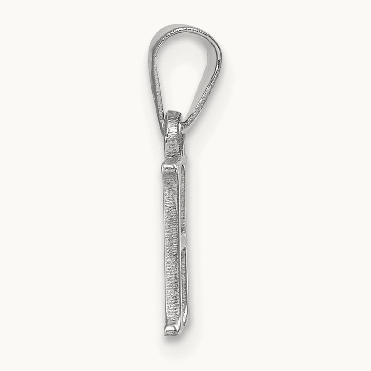 Polished Block Initial Pendant — 14K White Gold, H